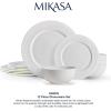 imageMikasa Bentlee Bone China Lightweight Chip Resistant 12 Piece Dinnerware Set Service for 4 WhiteHaven