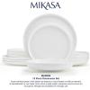 imageMikasa Bentlee Bone China Lightweight Chip Resistant 12 Piece Dinnerware Set Service for 4 WhiteMarion
