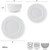imageMikasa Bentlee Bone China Lightweight Chip Resistant 12 Piece Dinnerware Set Service for 4 WhiteMiles