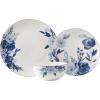 imageMikasa Darcy Bone China Lightweight Chip Resistant 12 Piece Dinnerware Set Service for 4Blue and White