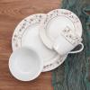 imageMikasa Floral Metallic Gold 32 Piece Dinnerware Set Service For 8 White