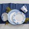imageMikasa Kiley Bone China Lightweight Chip Resistant 16 Piece Dinnerware Set Service for 4Blue and White