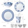 imageMikasa Kiley Bone China Lightweight Chip Resistant 16 Piece Dinnerware Set Service for 4Blue and White