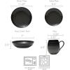 imageMikasa Swirl Coupe Black 16 Piece Dinnerware Set Service For 4 Gaphite Ombre