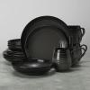 imageMikasa Swirl Coupe Black 16 Piece Dinnerware Set Service For 4 Gaphite Ombre