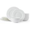 imageMikasa Bentlee Bone China Lightweight Chip Resistant 12 Piece Dinnerware Set Service for 4 WhiteClaire
