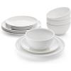 imageMikasa Bentlee Bone China Lightweight Chip Resistant 12 Piece Dinnerware Set Service for 4 WhiteColter