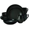 imageMikasa Swirl Coupe Black 16 Piece Dinnerware Set Service For 4 Gaphite Ombre