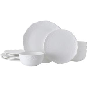 imageMikasa Abigail Bone China Lightweight Chip Resistant 12 Piece Dinnerware Set Service for 4 White