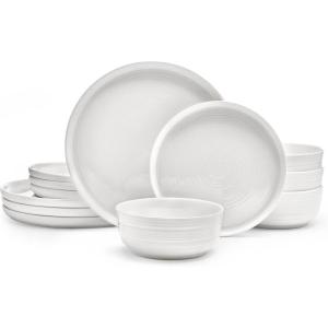imageMikasa Bentlee Bone China Lightweight Chip Resistant 12 Piece Dinnerware Set Service for 4 WhiteCallie