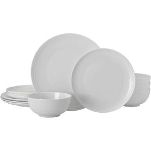 imageMikasa Bentlee Bone China Lightweight Chip Resistant 12 Piece Dinnerware Set Service for 4 WhiteKyler