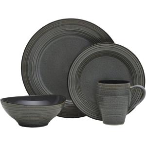imageMikasa Swirl Speckle 16 Piece Dinnerware Set Service for 4 Graphite