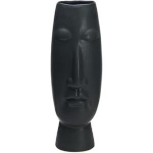 imageMikasa Matte Black Ceramic Face Vase  Contemporary Look for Faux or Dried Flowers  20inch Decorative Vase  Modern Home Decor Accent Piece  Unique Tabletop Centerpiece