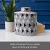 imageMikasa Black and White Diamond Oval Ceramic Canister Store Small Household Items or Display Faux Florals 9x5x105 Inch