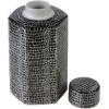 imageMikasa Blue Crackle Ceramic Canister Store Small Household Items or Display Faux Florals Black and White