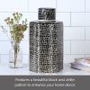 imageMikasa Blue Crackle Ceramic Canister Store Small Household Items or Display Faux Florals Black and White