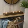 imageMikasa Candle Linear  Rustic Decorative Centerpiece for Home Dcor Natural Wood ampamp Glass Farmhouse Ideal for Mantles Shelves Desks Tabletop Furniture  Fits 5 Tealight Candles