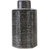 imageMikasa Blue Crackle Ceramic Canister Store Small Household Items or Display Faux Florals Black and White