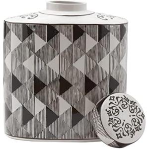 imageMikasa Black and White Diamond Oval Ceramic Canister Store Small Household Items or Display Faux Florals 9x5x105 Inch