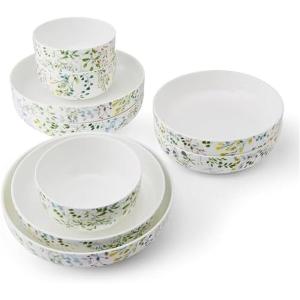 imageMikasa Tivoli Garden Bone China Lightweight Chip Resistant 9 Piece Dinnerware Bowl Set Service for 3Multicolor