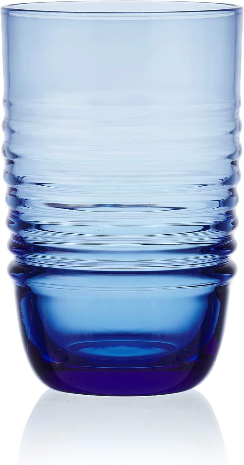 imageMikasa Ciara 18 Oz Highball Tall Juice Water Beverage Drinking Glasses Cups Set of 4 Cobalt