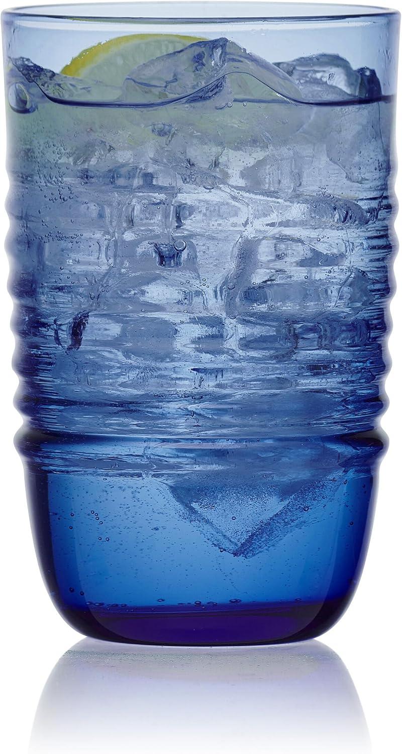 imageMikasa Ciara 18 Oz Highball Tall Juice Water Beverage Drinking Glasses Cups Set of 4 Cobalt