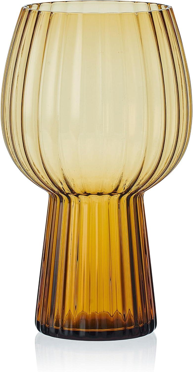 imageMikasa Phoebe Modern 19 Oz Optic Goblet Cups Tall Drinking Glasses Set of 4 GrayAmber