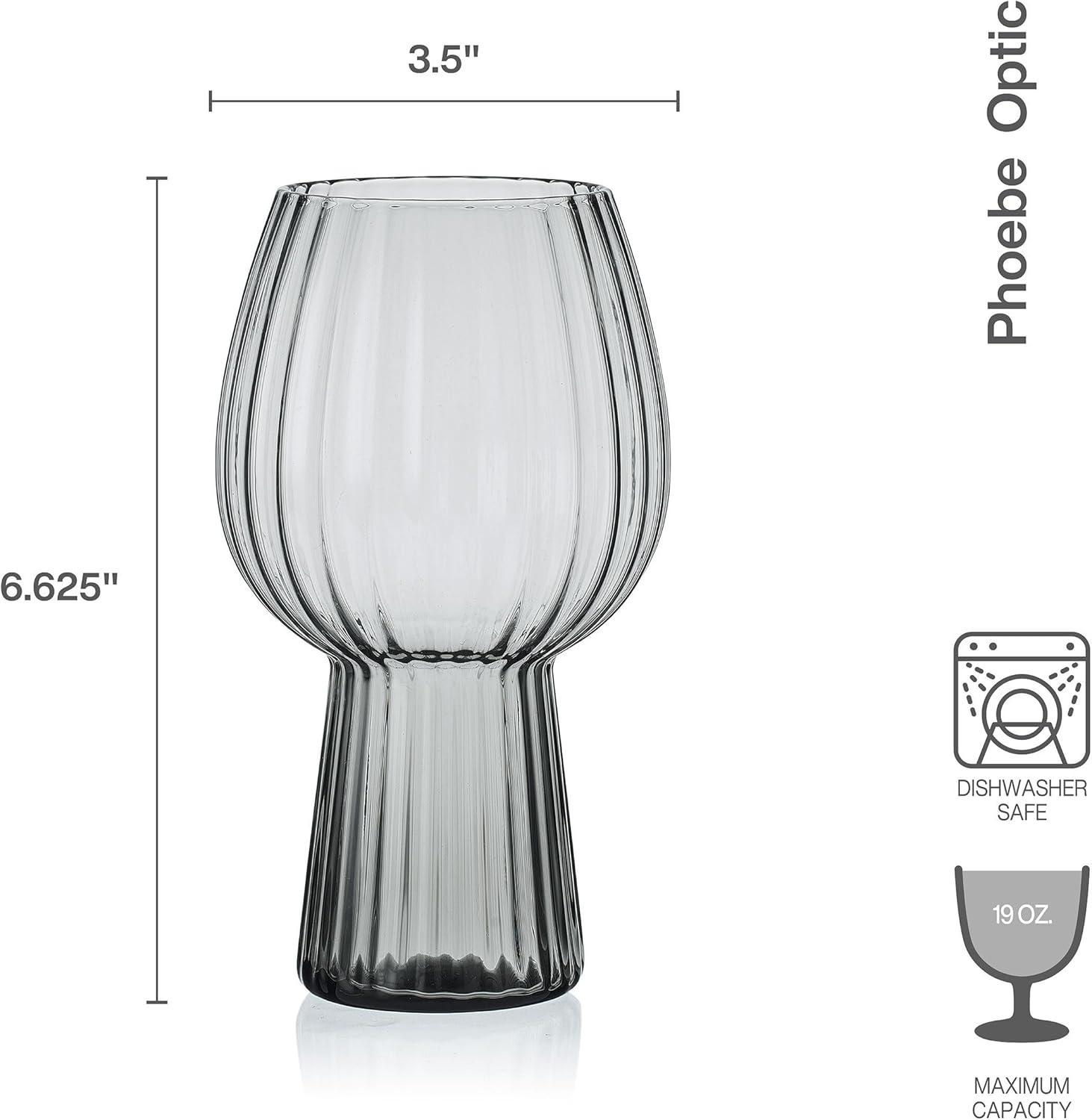 imageMikasa Phoebe Modern 19 Oz Optic Goblet Cups Tall Drinking Glasses Set of 4 GrayGray