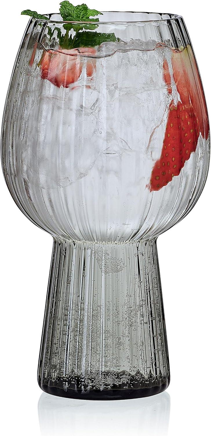 imageMikasa Phoebe Modern 19 Oz Optic Goblet Cups Tall Drinking Glasses Set of 4 GrayGray