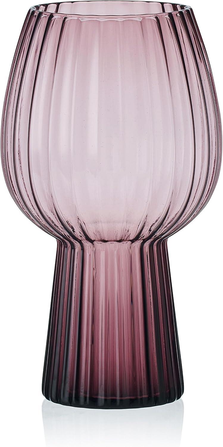 imageMikasa Phoebe Modern 19 Oz Optic Goblet Cups Tall Drinking Glasses Set of 4 GrayLilac