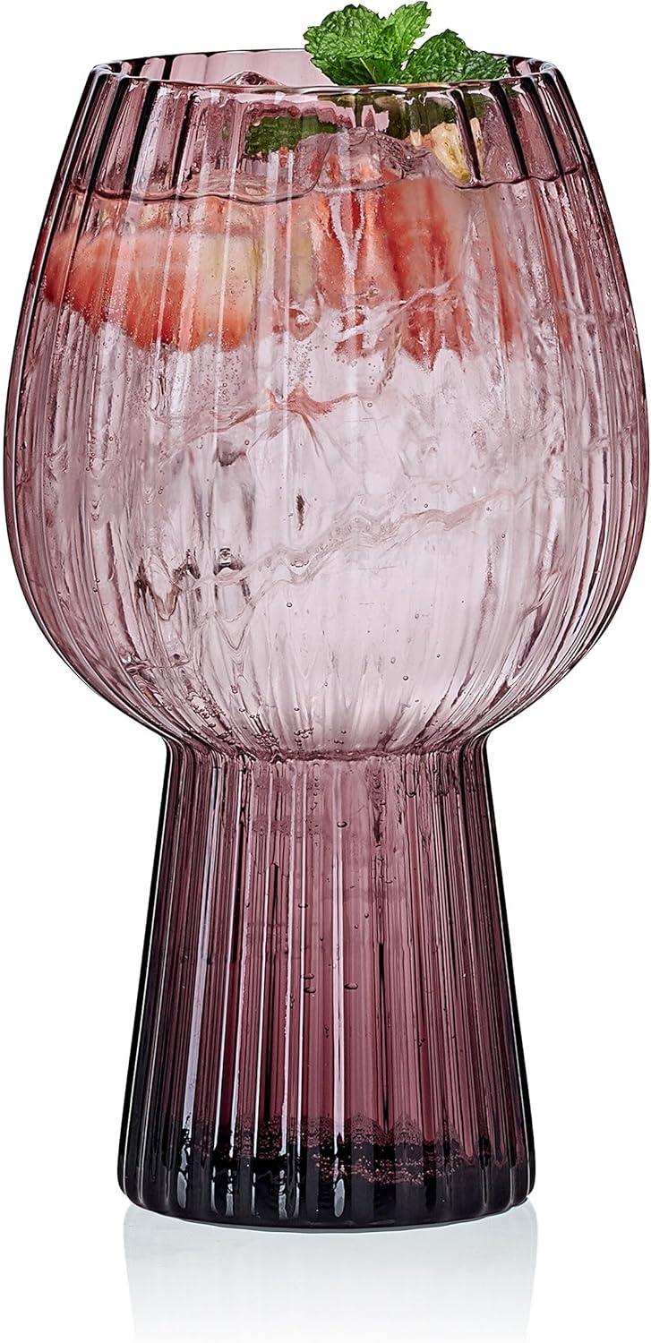 imageMikasa Phoebe Modern 19 Oz Optic Goblet Cups Tall Drinking Glasses Set of 4 GrayLilac