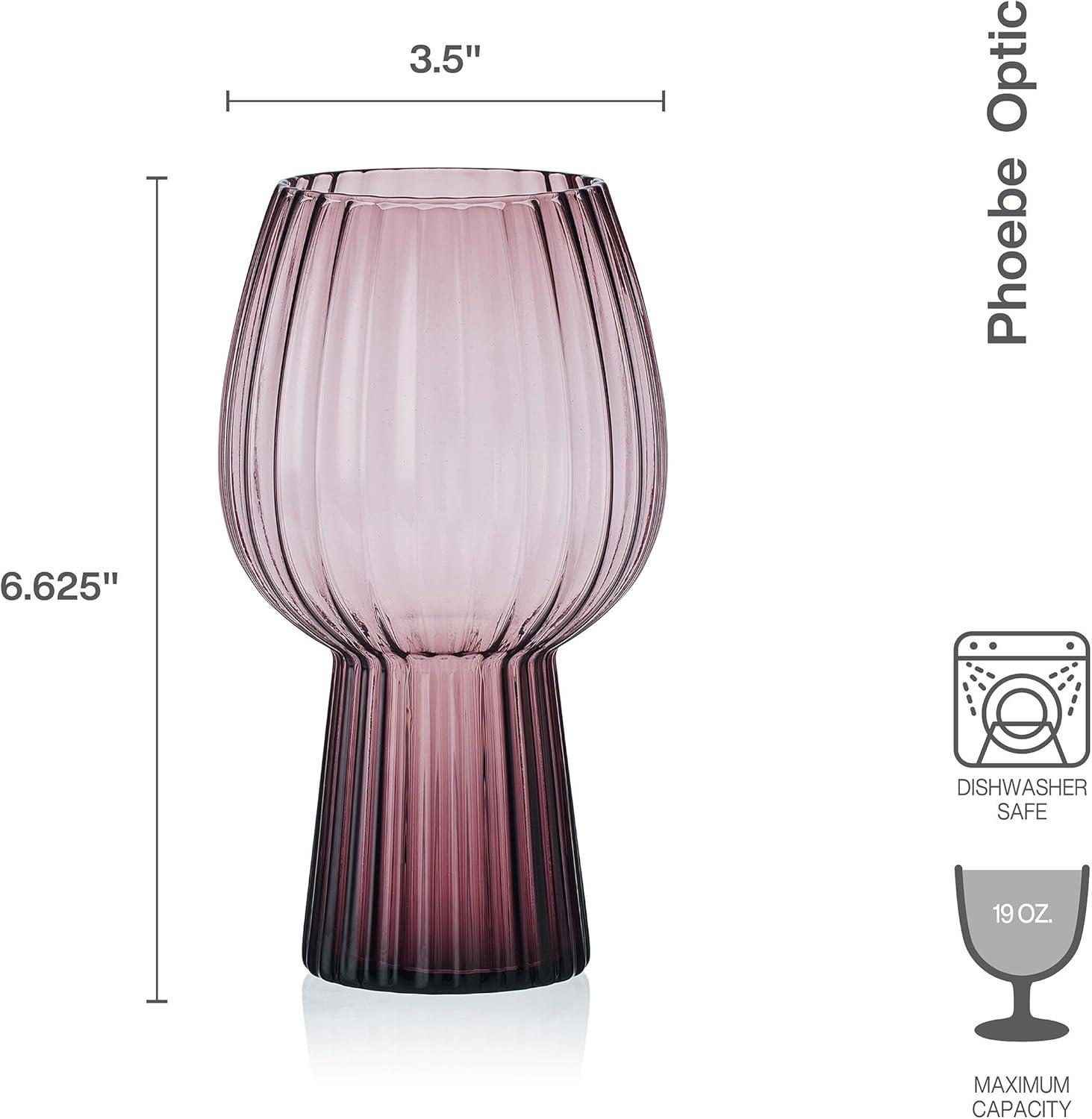 imageMikasa Phoebe Modern 19 Oz Optic Goblet Cups Tall Drinking Glasses Set of 4 GrayLilac