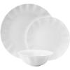 imageMikasa Elodie Scalloped 12 Piece Bone China Durable Chip Resistant Lightweight Dinnerware Set Service for 4 White