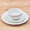 imageMikasa Flora Scalloped Lightweight Chip Resistant Bone China 12 Piece Plate Bowl Dinnerware Set Service for 4 White