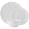 imageMikasa Flora Scalloped Lightweight Chip Resistant Bone China 12 Piece Plate Bowl Dinnerware Set Service for 4 White
