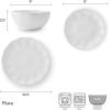 imageMikasa Flora Scalloped Lightweight Chip Resistant Bone China 12 Piece Plate Bowl Dinnerware Set Service for 4 White
