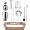 imageMikasa Glenwood Mixology 8 Piece Cocktail Shaker Bartender Stainless Steel with Acacia Wood Stand Bartool SetMixology Set