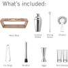 imageMikasa Glenwood Mixology 8 Piece Cocktail Shaker Bartender Stainless Steel with Acacia Wood Stand Bartool SetMixology Set