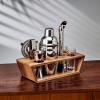 imageMikasa Glenwood Mixology 8 Piece Cocktail Shaker Bartender Stainless Steel with Acacia Wood Stand Bartool SetMixology Set