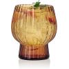 imageMikasa Phoebe Modern 14 Oz Optic Double Old Fashioned Rocks Beverage Juice Glasses Set of 4 AmberAmber