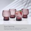 imageMikasa Phoebe Modern 14 Oz Optic Double Old Fashioned Rocks Beverage Juice Glasses Set of 4 AmberLilac