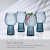 imageMikasa Phoebe Modern 19 Oz Optic Goblet Cups Tall Drinking Glasses Set of 4 Blue