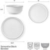imageMikasa Samantha 12 Piece Bone China Dinnerware Plate and Bowl Set Service for 4 Black Banded Rim ChipResistant Lightweight Durable White
