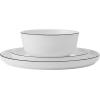 imageMikasa Samantha 12 Piece Bone China Dinnerware Plate and Bowl Set Service for 4 Black Banded Rim ChipResistant Lightweight Durable White