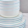 imageMikasa Samantha 12 Piece Bone China Dinnerware Set Service for 4 Flat Plates and Bowl with Blue Rim ChipResistant Lightweight Elegant and Durable White