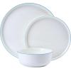 imageMikasa Samantha 12 Piece Bone China Dinnerware Set Service for 4 Flat Plates and Bowl with Blue Rim ChipResistant Lightweight Elegant and Durable White