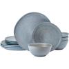 imageMikasa Benson 12 Piece Stoneware Dinnerware Set Service for 4 Plate and Bowl Modern with Organic Freeform Shape for Everyday Dining Blue