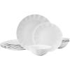 imageMikasa Elodie Scalloped 12 Piece Bone China Durable Chip Resistant Lightweight Dinnerware Set Service for 4 White