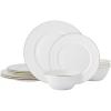 imageMikasa Trellis Gold Rim Bone China Lightweight Chip Resistant 12 Piece Dinnerware Set Service for 4
