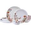 imageMikasa Wildflower Bliss 12 Piece Floral Bone China Durable Chip Resistant Lightweight Dinnerware Set Service for 4